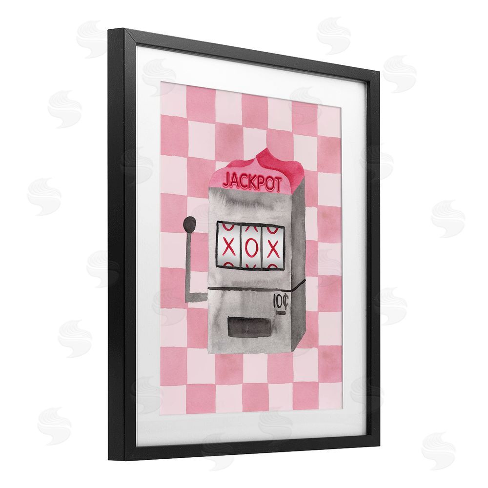 Nina Jacobs Jackpot Slot Machine Black Framed Print Under Glass Wall Art