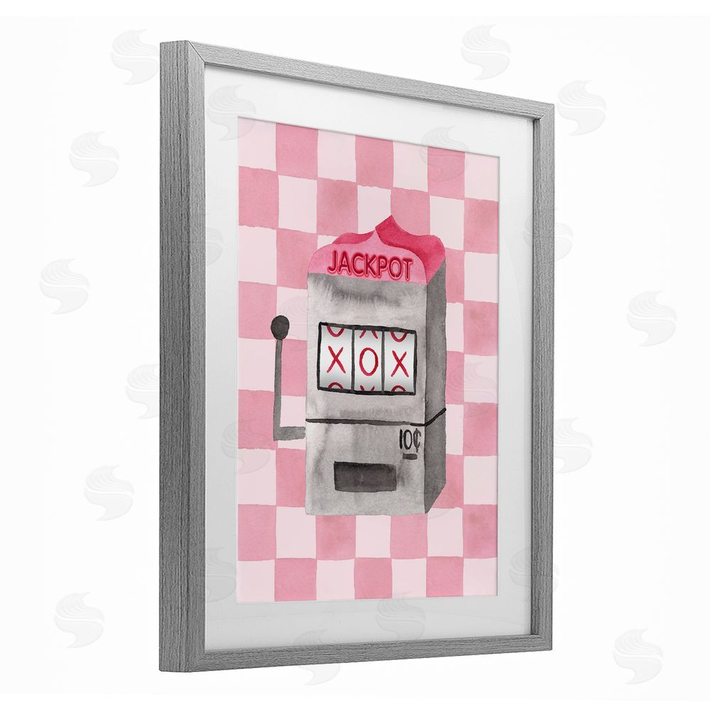Nina Jacobs Jackpot Slot Machine Gray Framed Print Under Glass Wall Art
