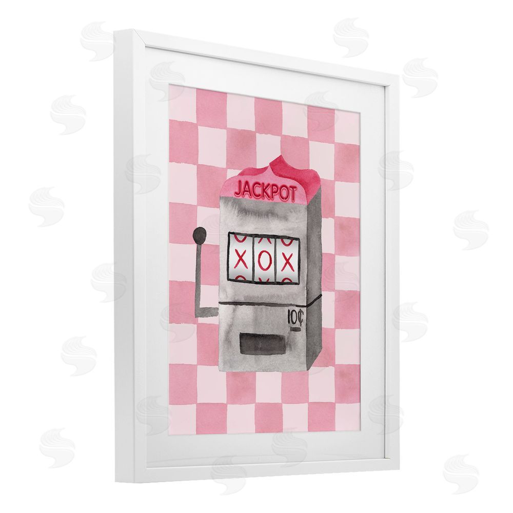 Nina Jacobs Jackpot Slot Machine White Framed Print Under Glass Wall Art