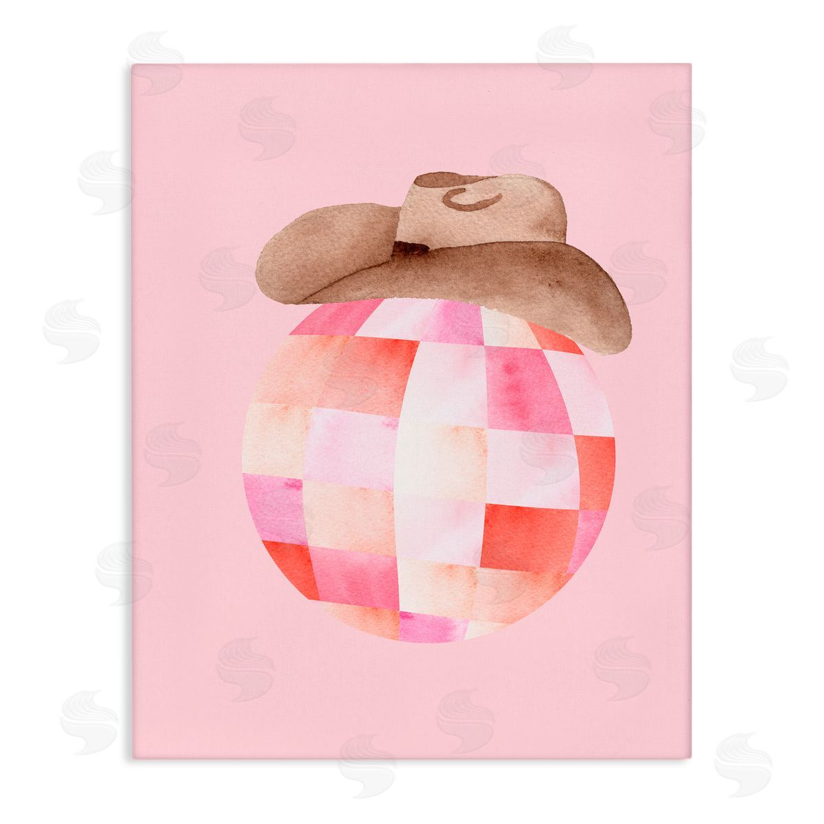 Nina Jacobs Rosy Disco Cowgirl Hat Stretched Canvas Wall Art Print