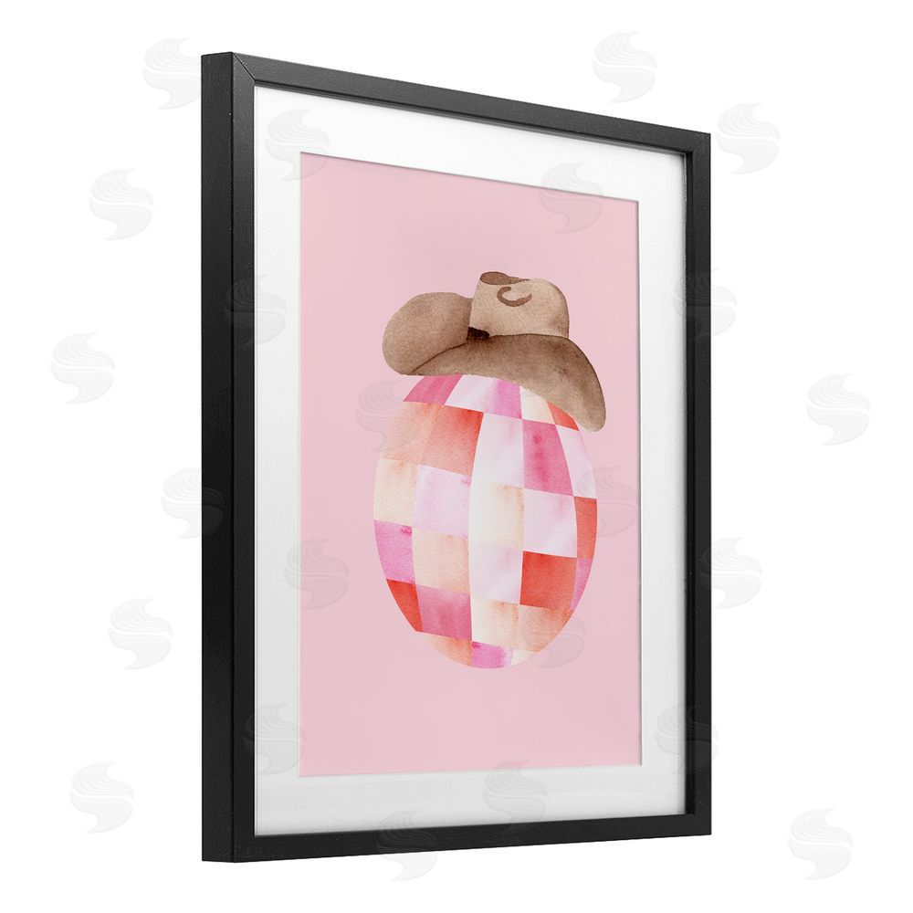 Nina Jacobs Rosy Disco Cowgirl Hat Black Framed Print Under Glass Wall Art