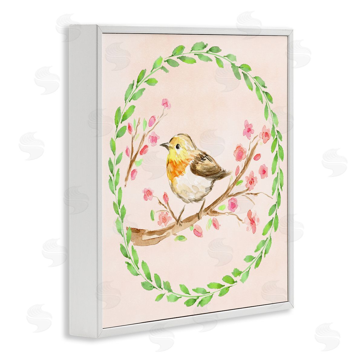 Elena Fay Spring Wreaths Bird White Framed Giclee Print Wall Art