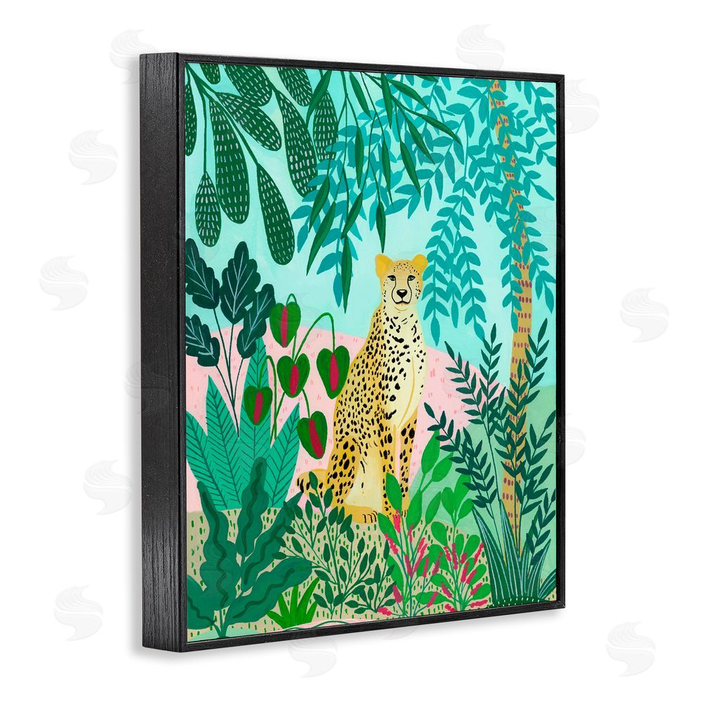 Nabeela Rumi Stoic Leopard Tropical Forest Black Framed Giclee Print Wall Art