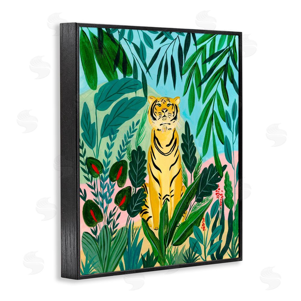 Nabeela Rumi Stoic Tiger Tropical Forest Black Framed Giclee Print Wall Art