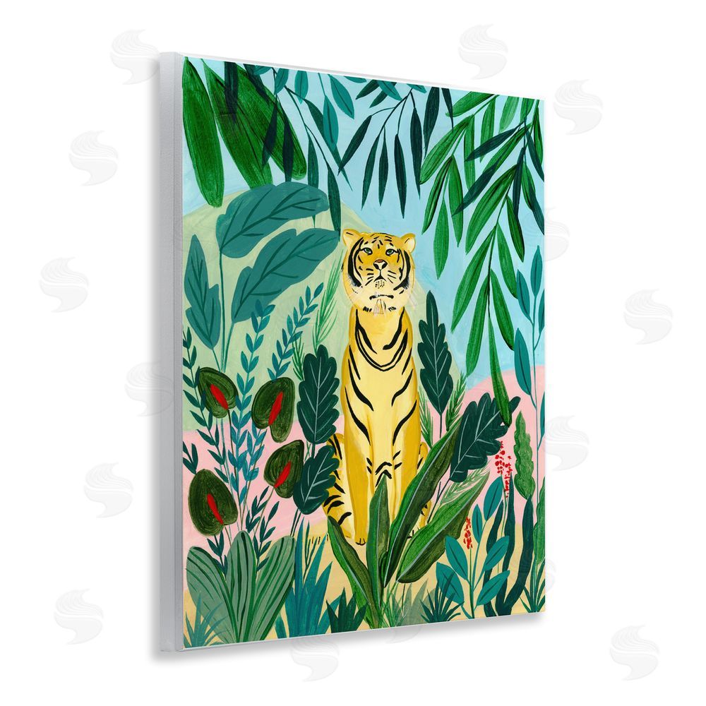 Nabeela Rumi Stoic Tiger Tropical Forest Wooden Wall Plaque Art Print