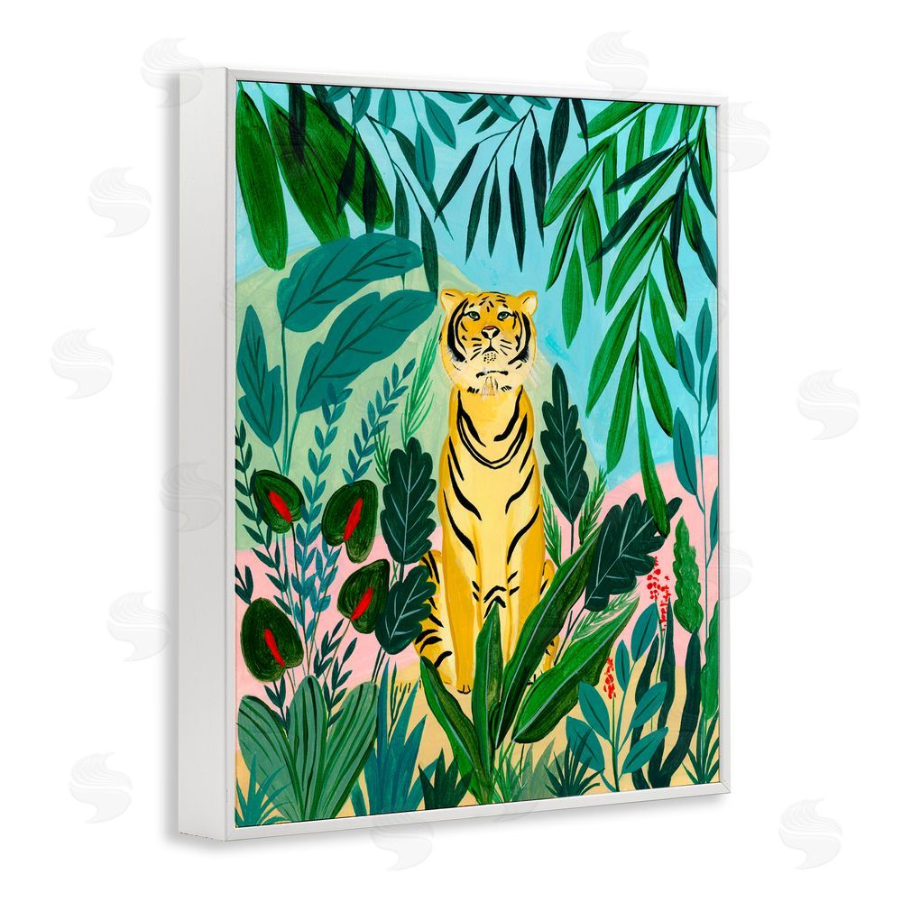 Nabeela Rumi Stoic Tiger Tropical Forest White Framed Giclee Print Wall Art