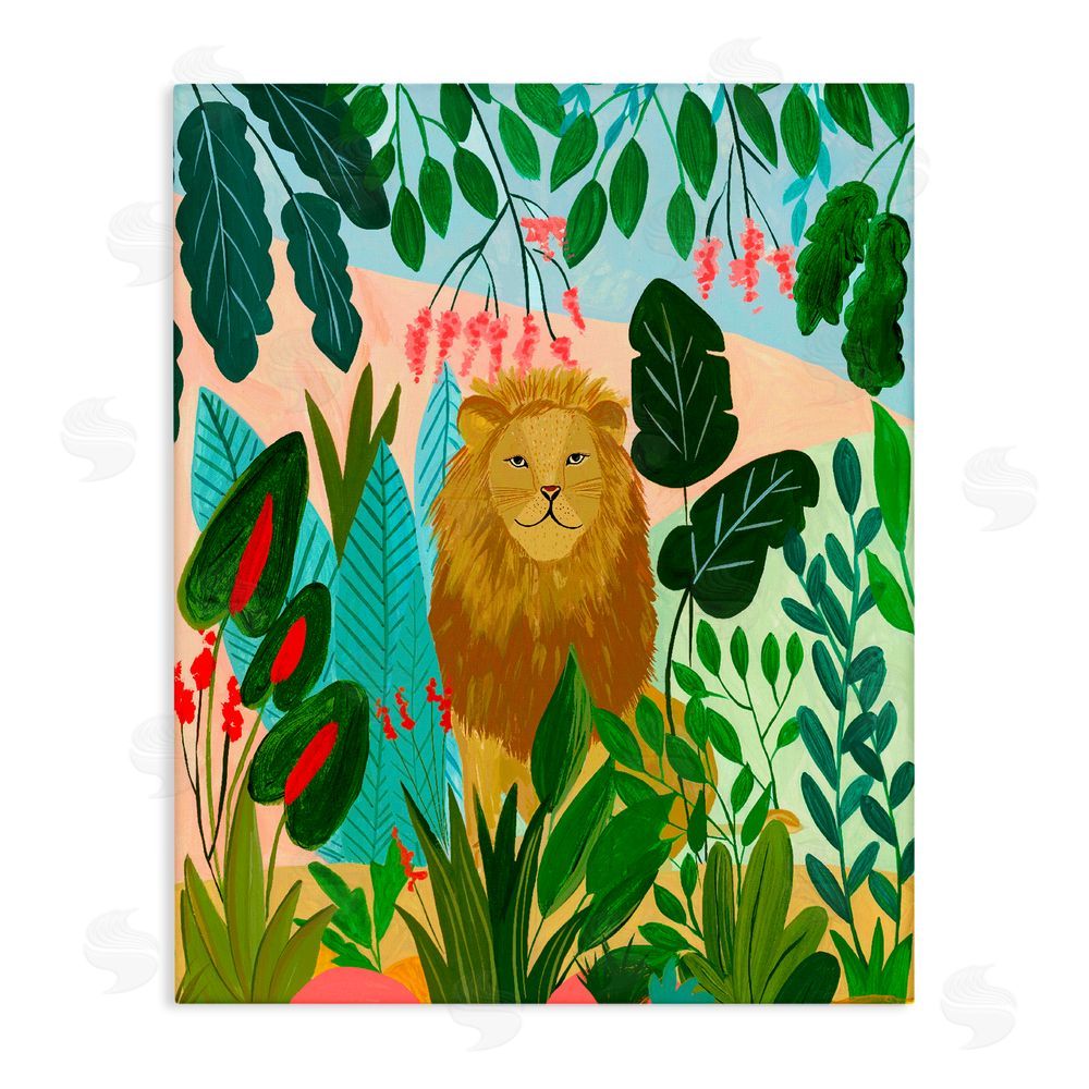 Nabeela Rumi Stoic Lion Tropical Forest Stretched Canvas Wall Art Print
