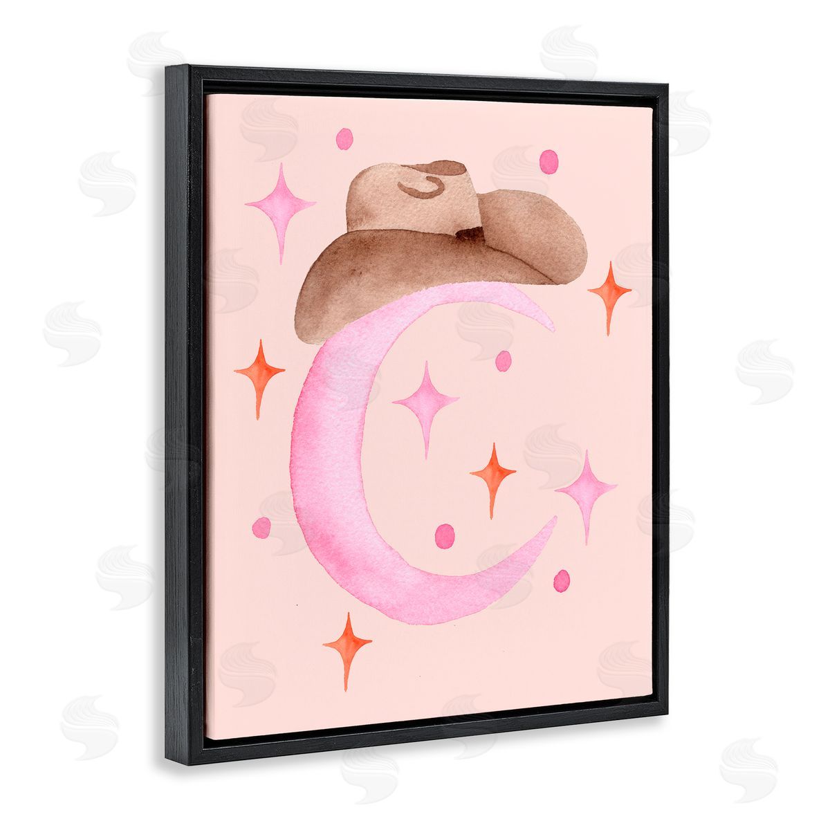 Nina Jacobs Moon Cowgirl Hat Black Floating Frame Canvas Wall Art Print