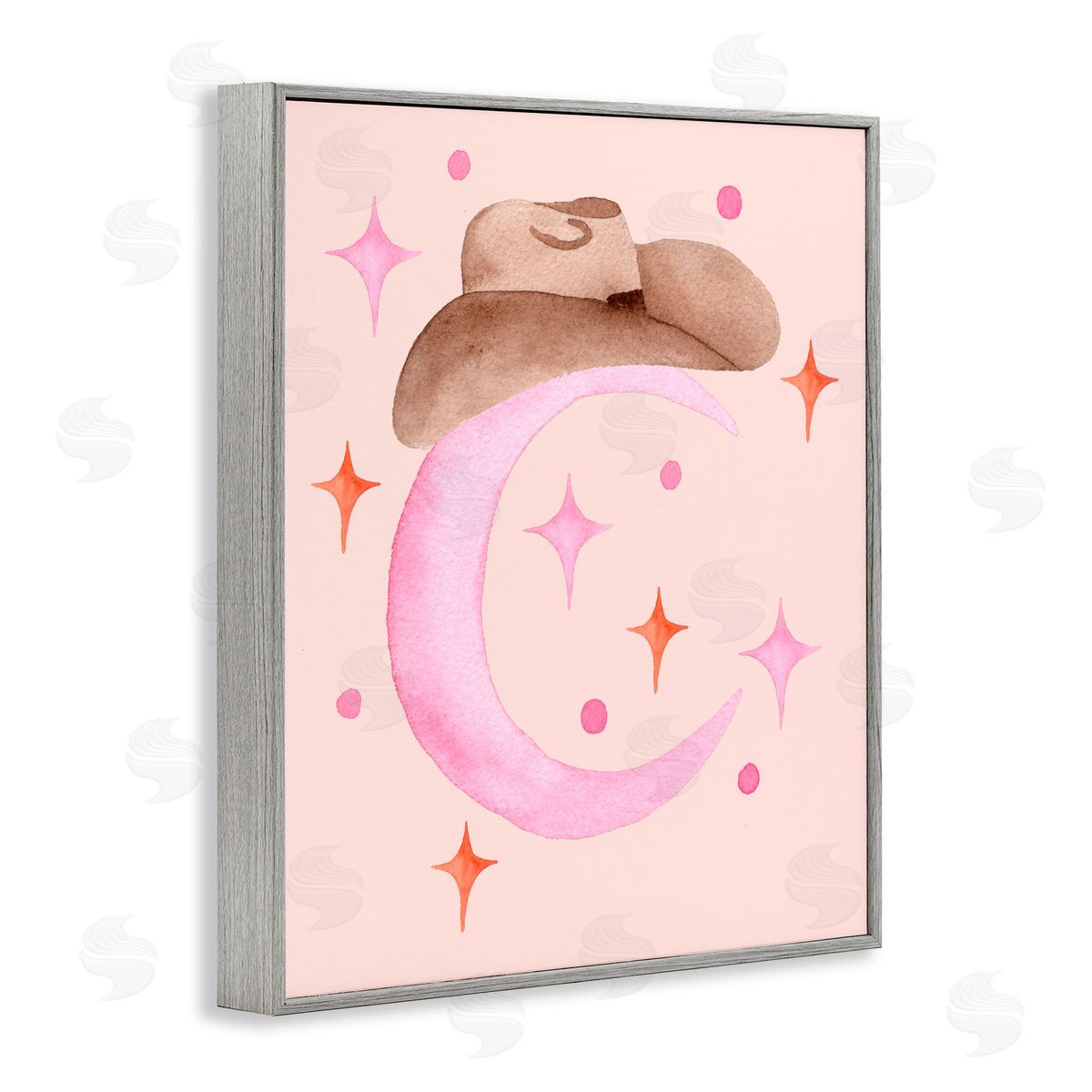Nina Jacobs Moon Cowgirl Hat Gray Framed Giclee Print Wall Art