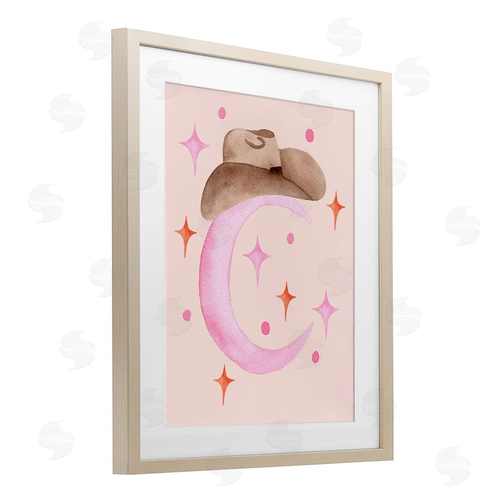 Nina Jacobs Moon Cowgirl Hat Brown Framed Print Under Glass Wall Art
