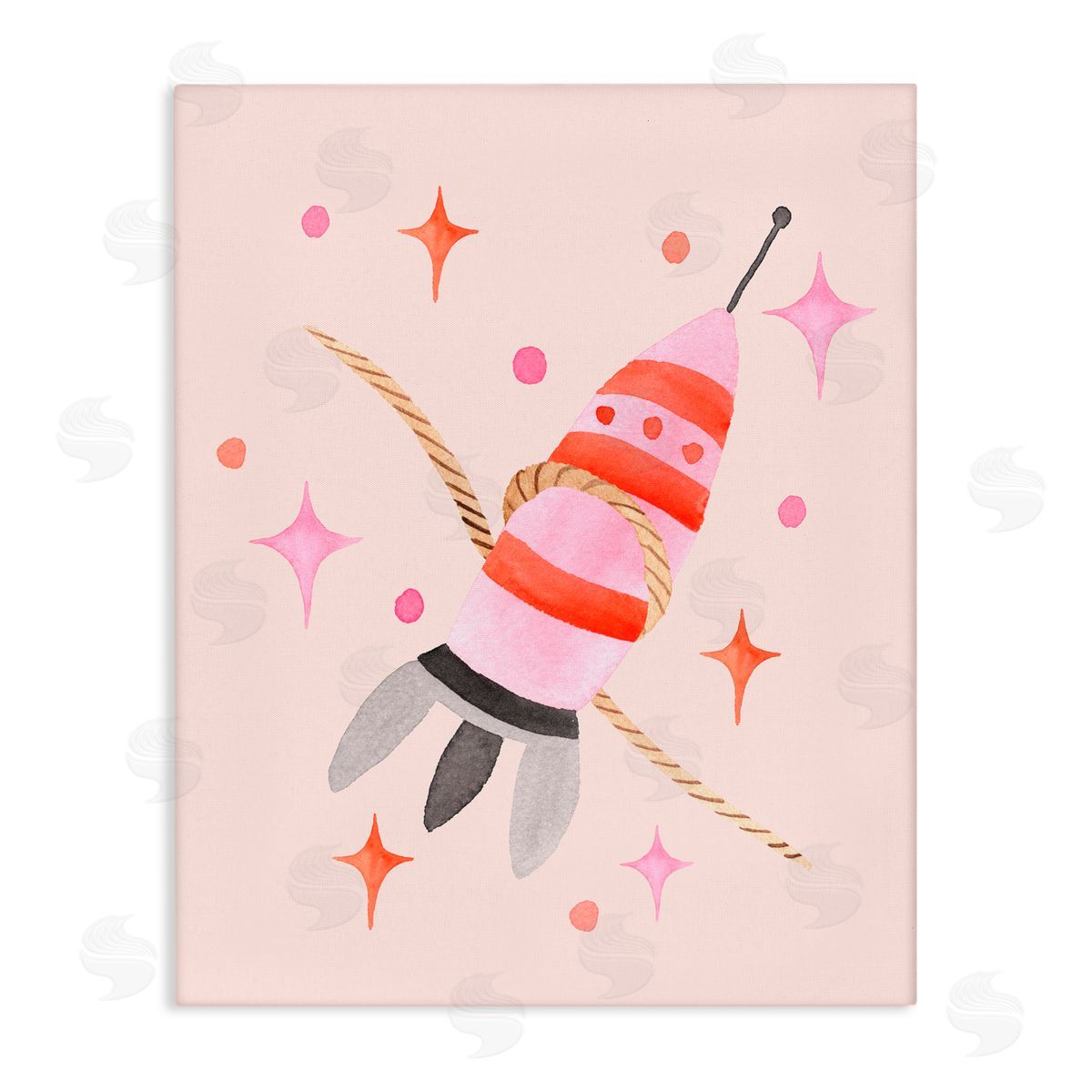 Nina Jacobs Spaceship with Lasso Stretched Canvas Wall Art Print