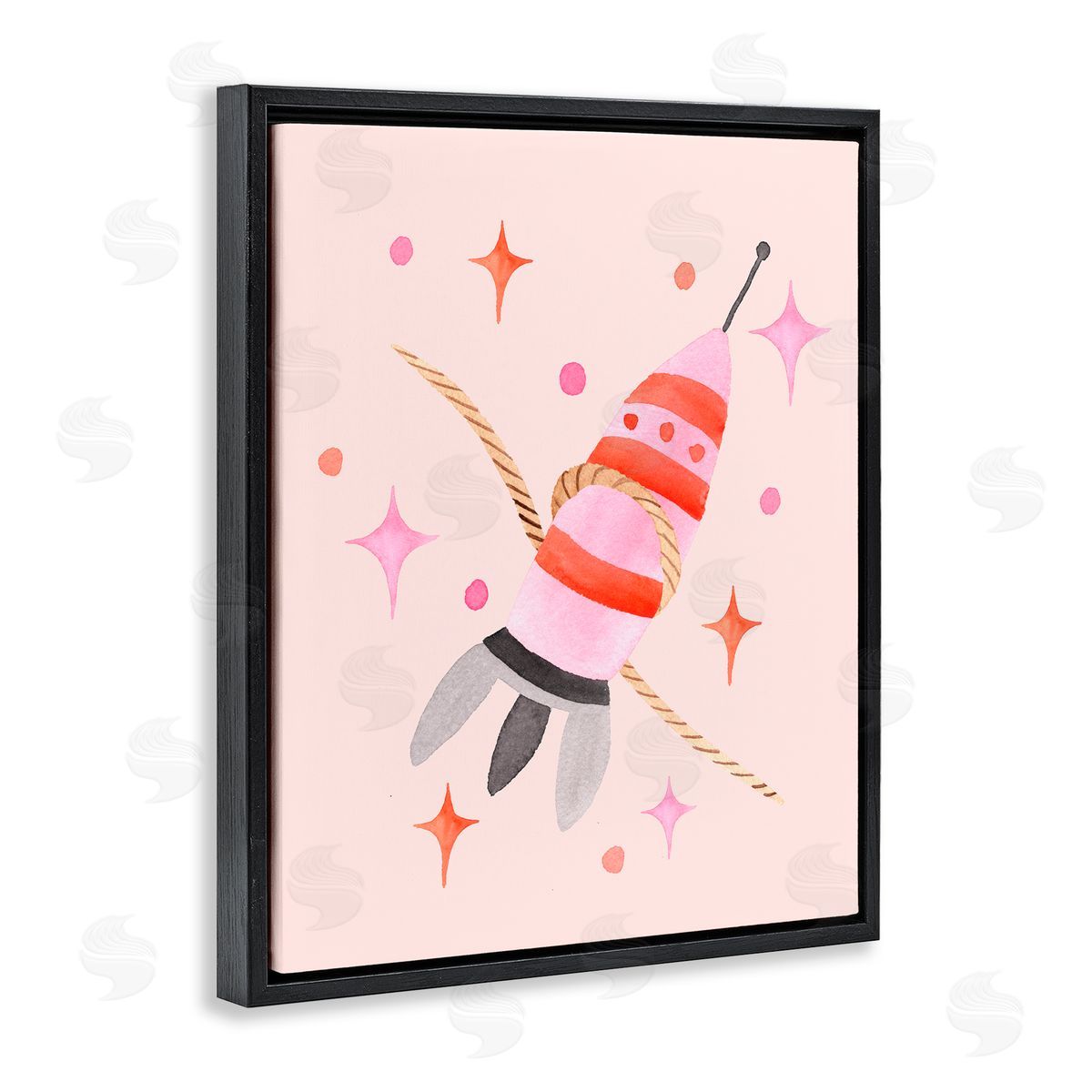 Nina Jacobs Spaceship with Lasso Black Floating Frame Canvas Wall Art Print