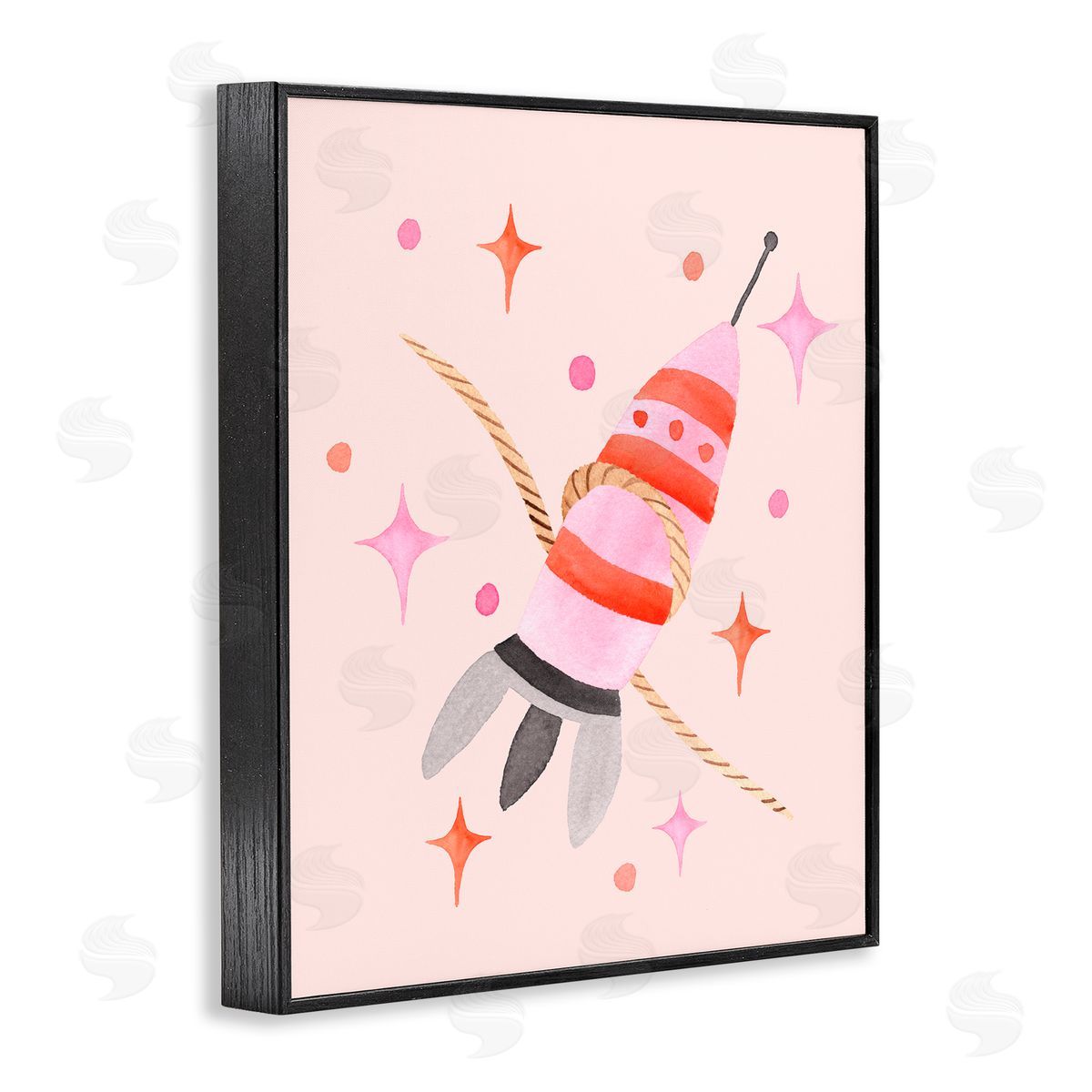 Nina Jacobs Spaceship with Lasso Black Framed Giclee Print Wall Art