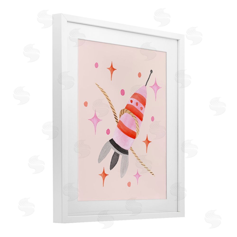 Nina Jacobs Spaceship with Lasso White Framed Print Under Glass Wall Art