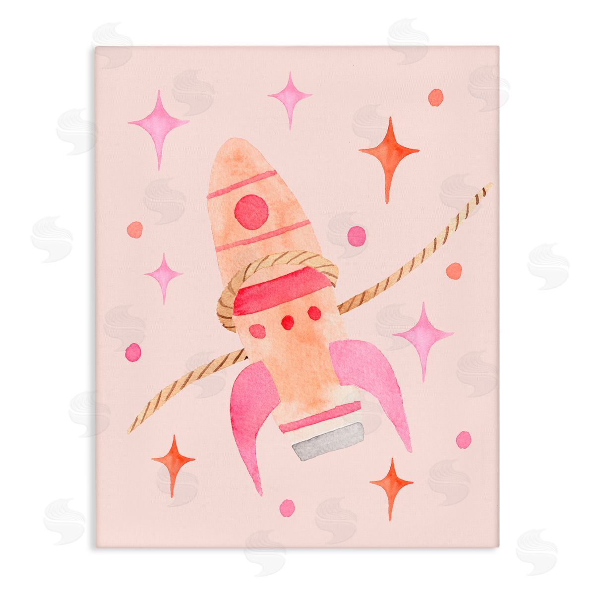 Nina Jacobs Lasso Rocket Ship Stretched Canvas Wall Art Print