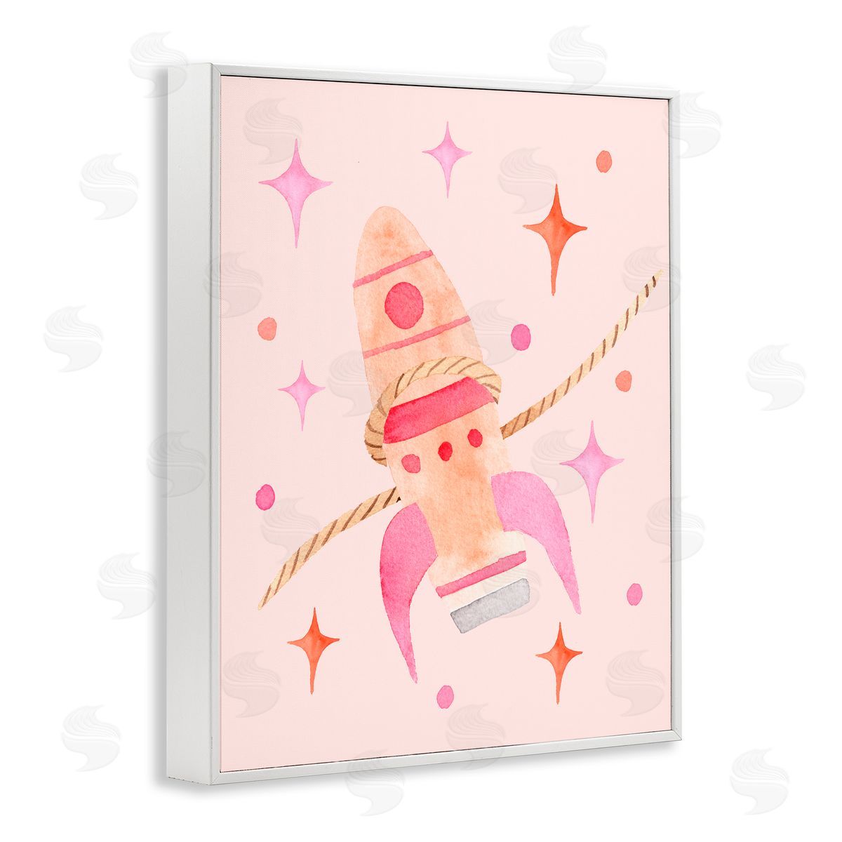 Nina Jacobs Lasso Rocket Ship White Framed Giclee Print Wall Art