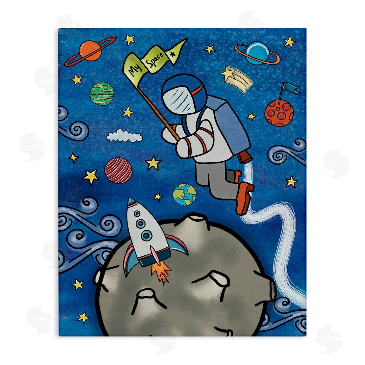Jennifer Stith Astronaut Space Adventure Stretched Canvas Wall Art Print