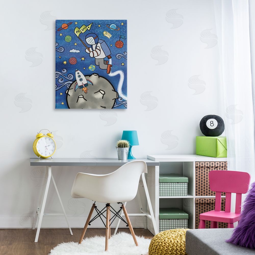 Jennifer Stith Astronaut Space Adventure Stretched Canvas Wall Art Print in Room