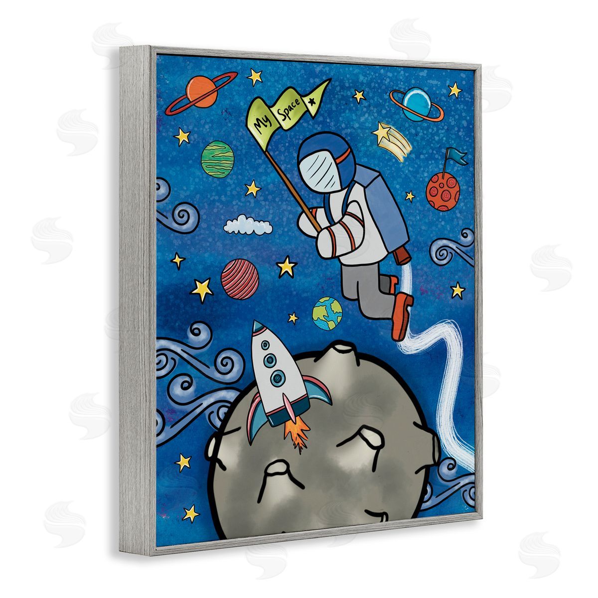 Jennifer Stith Astronaut Space Adventure Gray Framed Giclee Print Wall Art