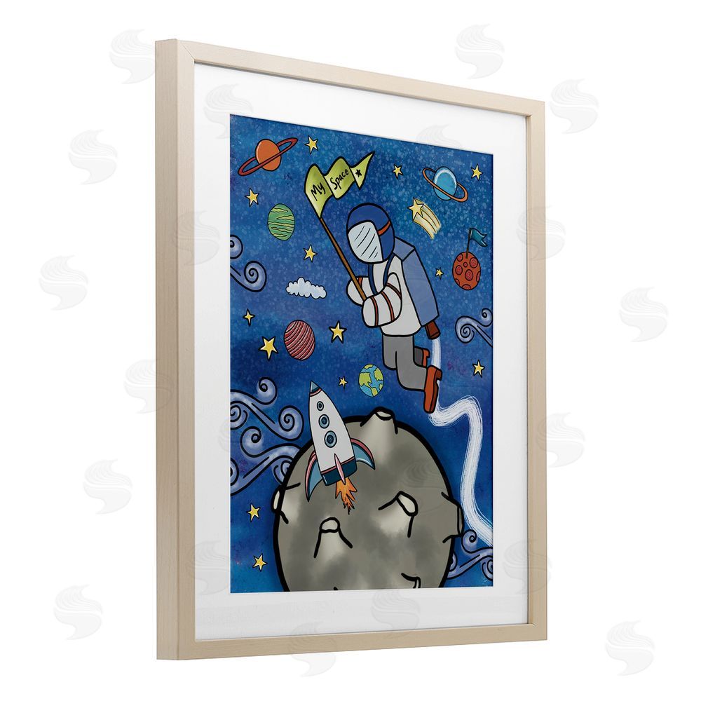 Jennifer Stith Astronaut Space Adventure Brown Framed Print Under Glass Wall Art