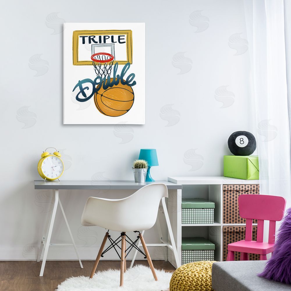 Connie Summers Triple Double Basketball Stretched Canvas Wall Art Print in Room