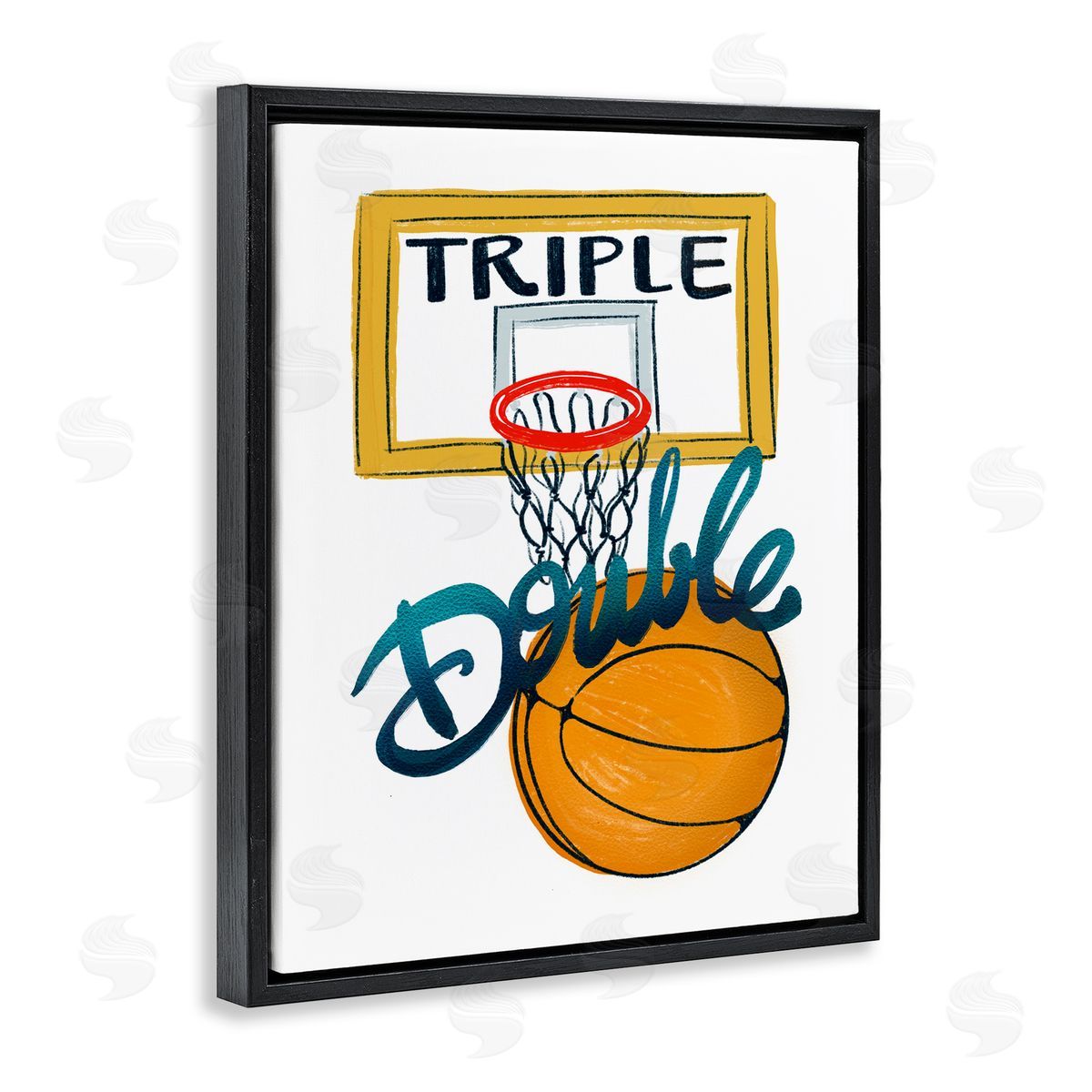 Connie Summers Triple Double Basketball Black Floating Frame Canvas Wall Art Print