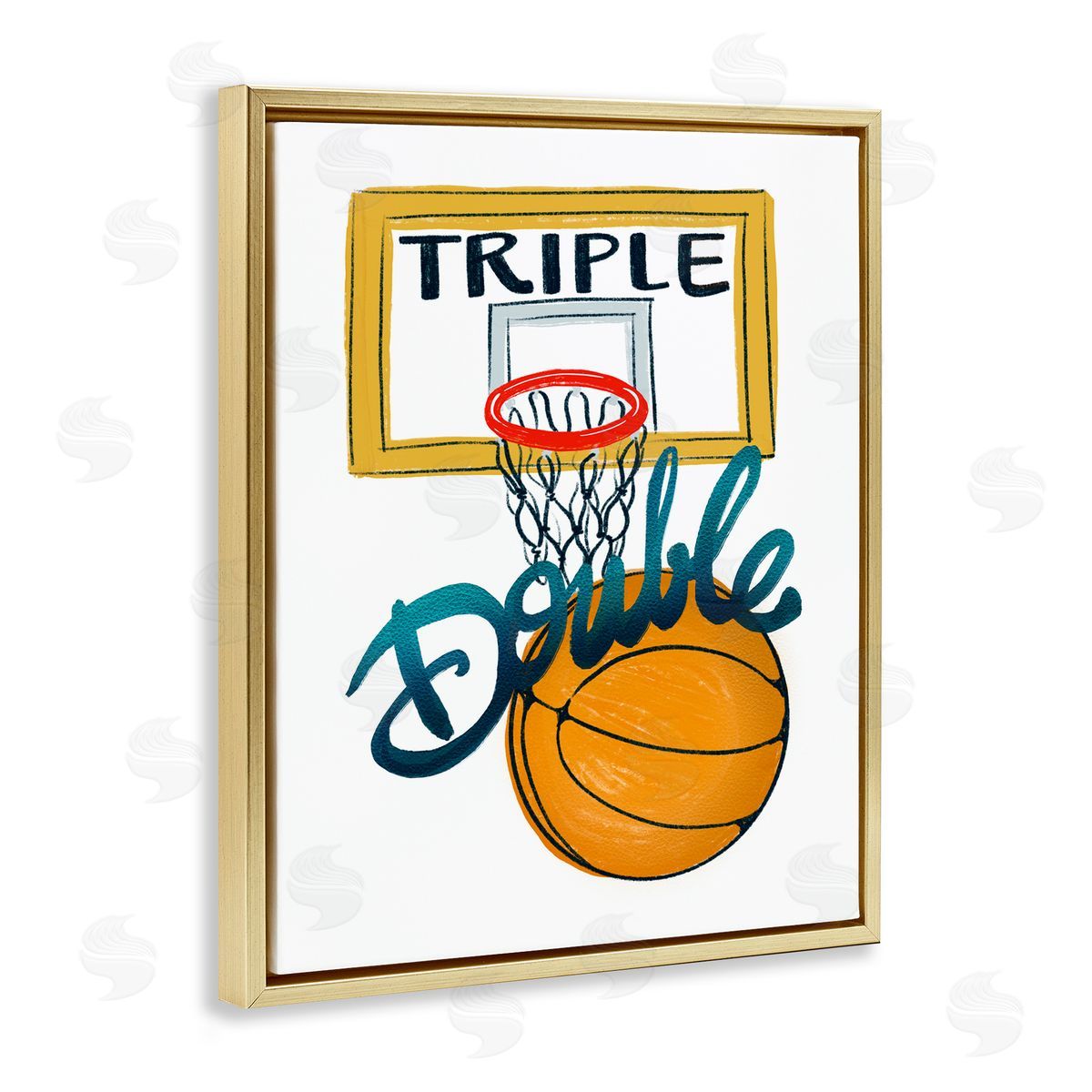 Connie Summers Triple Double Basketball Gold Floating Frame Canvas Wall Art Print
