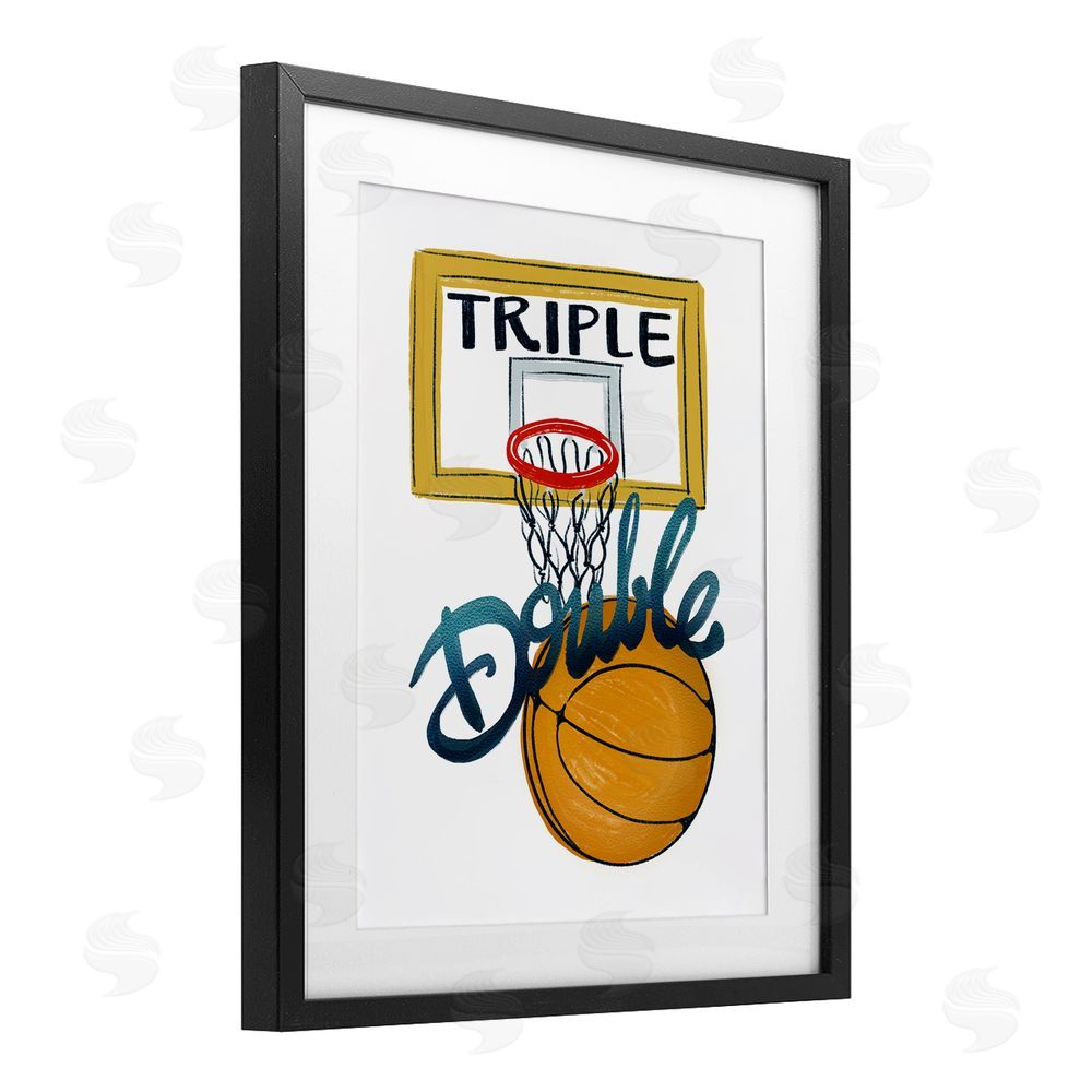 Connie Summers Triple Double Basketball Black Framed Print Under Glass Wall Art