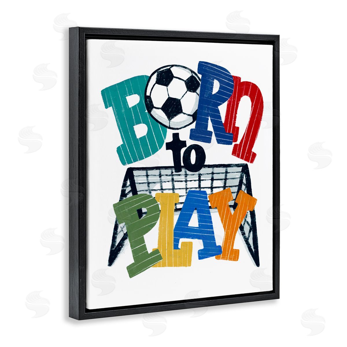 Connie Summers Born To Play Soccer Black Floating Frame Canvas Wall Art Print