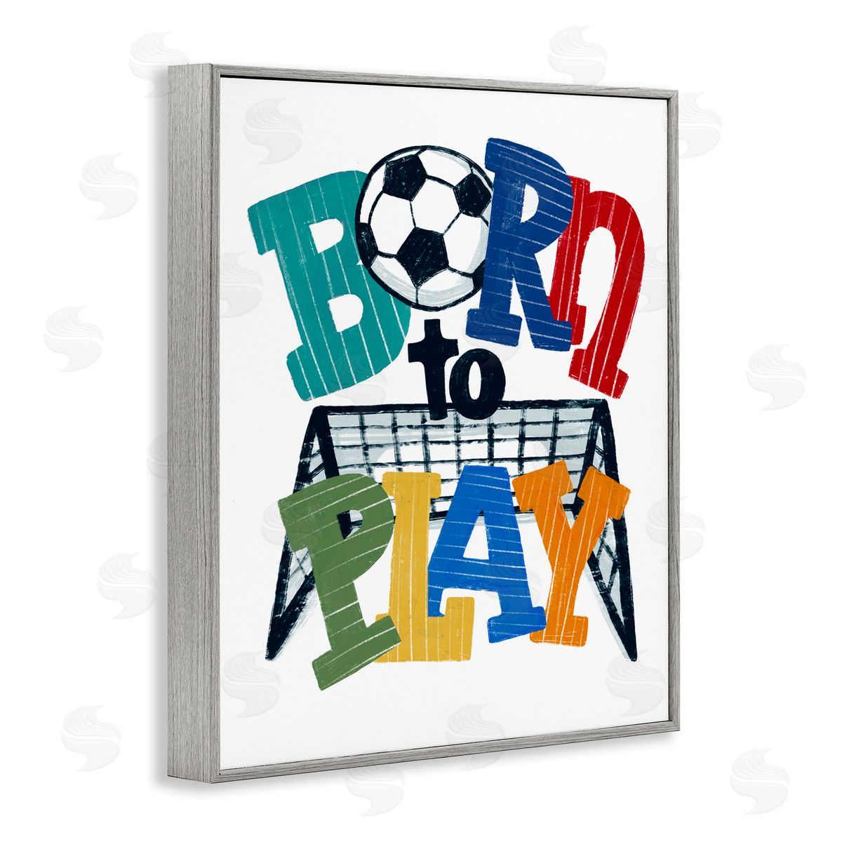 Connie Summers Born To Play Soccer Gray Framed Giclee Wall Art Print