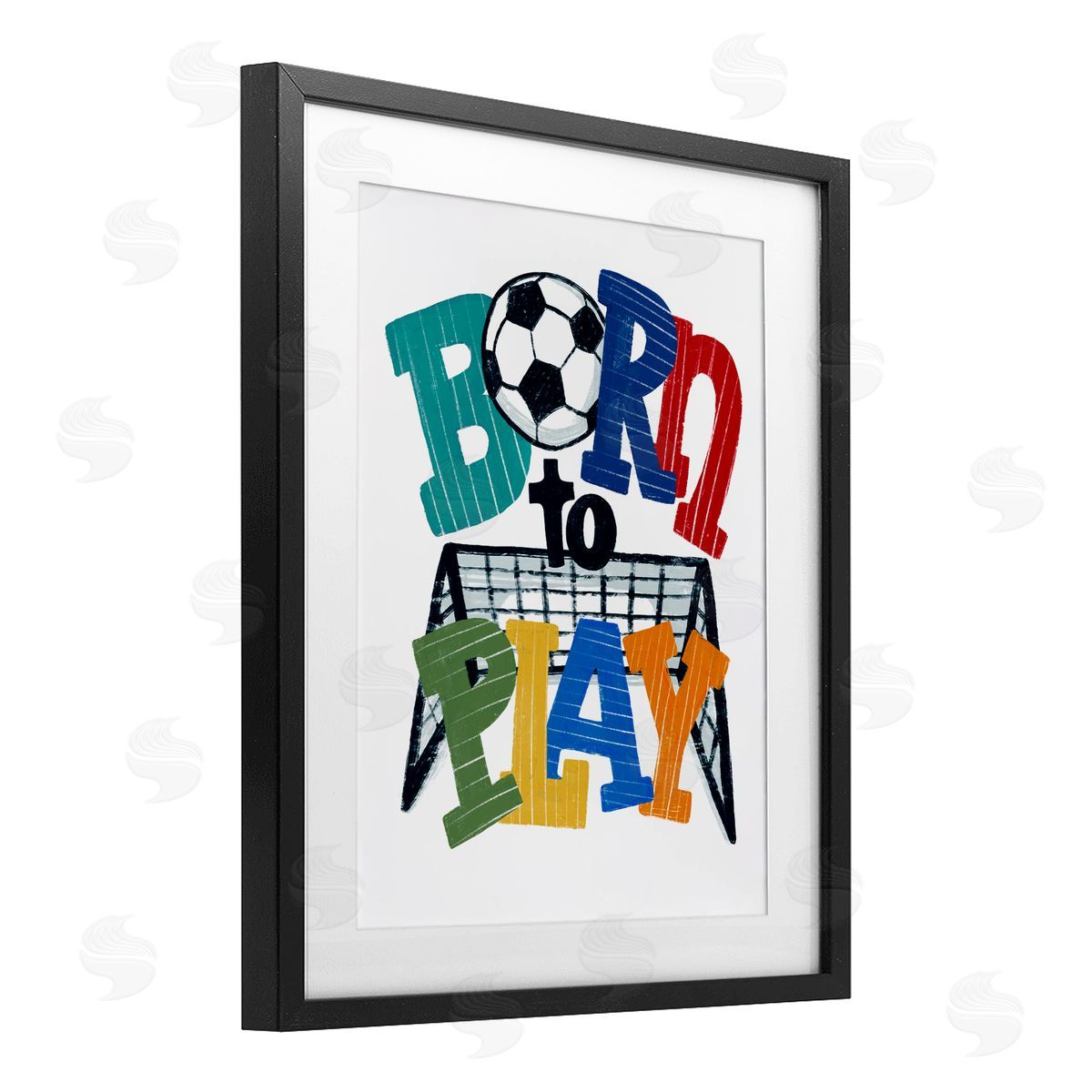 Connie Summers Born To Play Soccer Black Framed Print Under Glass with White Mat Wall Art