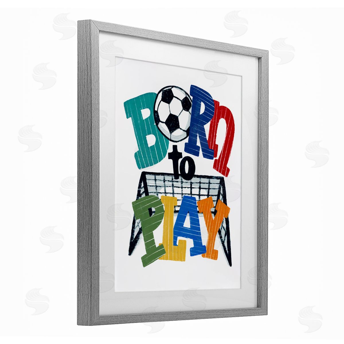 Connie Summers Born To Play Soccer Gray Framed Print Under Glass with White Mat Wall Art