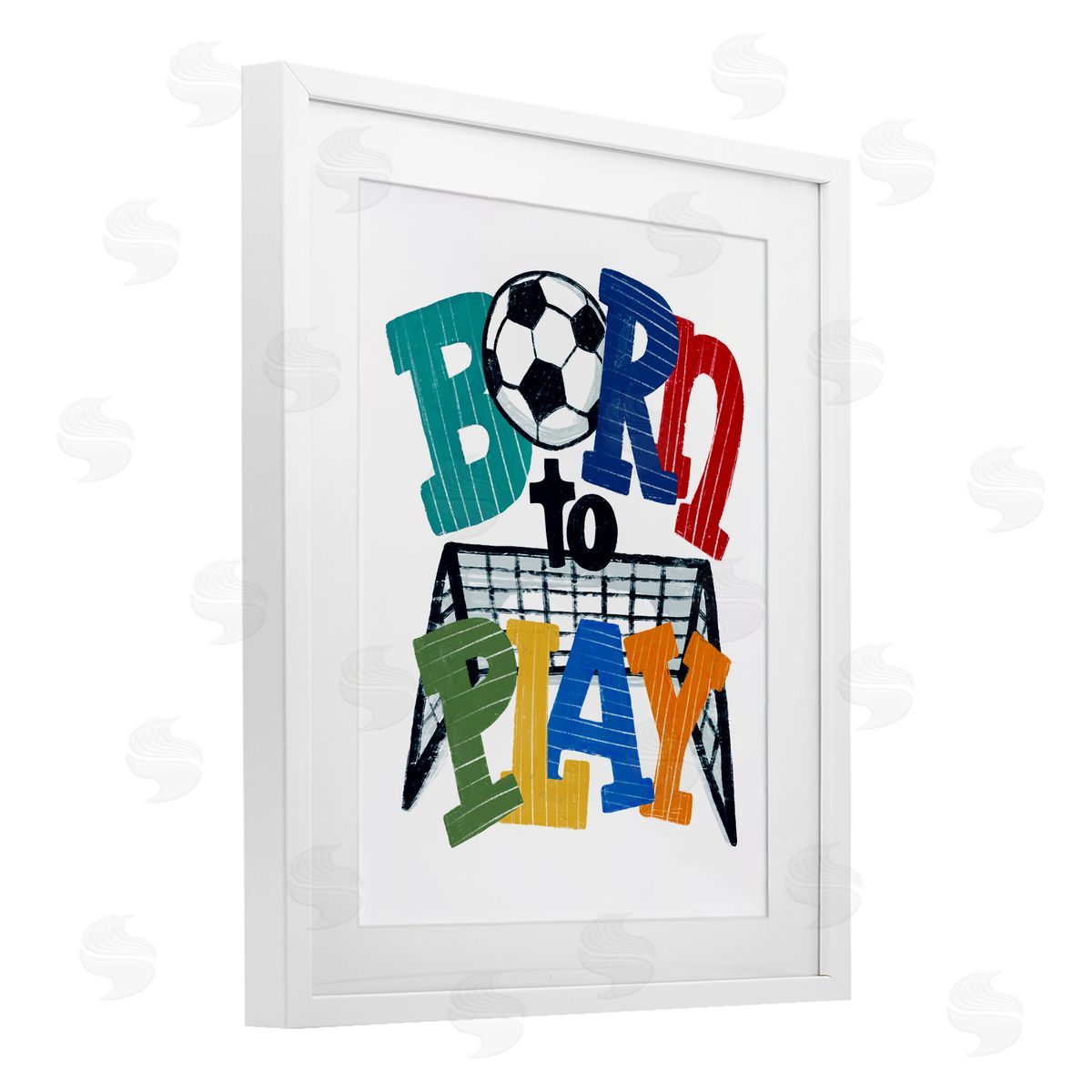 Connie Summers Born To Play Soccer White Framed Print Under Glass with Mat Wall Art