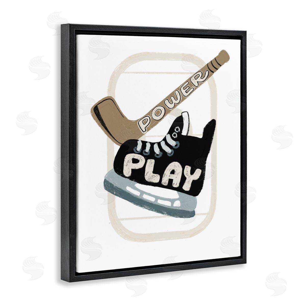 Connie Summers Power Play Hockey Black Floating Frame Canvas Wall Art Print