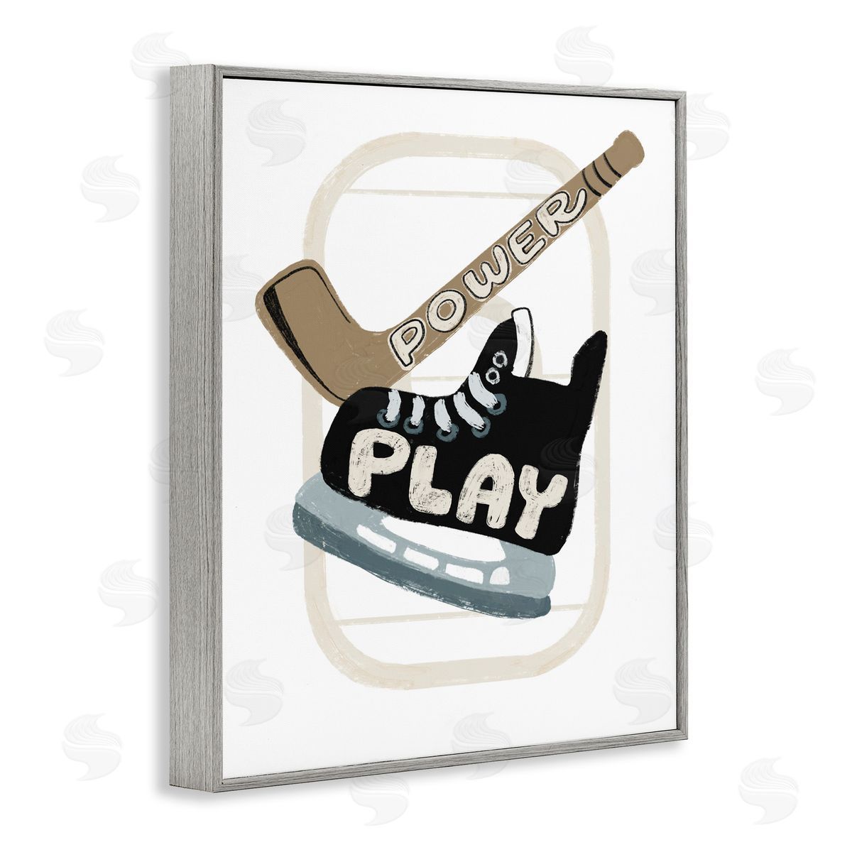 Connie Summers Power Play Hockey Gray Framed Giclee Wall Art Print