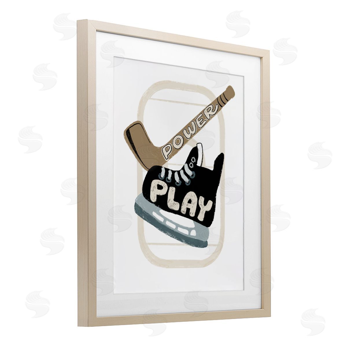 Connie Summers Power Play Hockey Birch Framed Print Under Glass with White Mat Wall Art