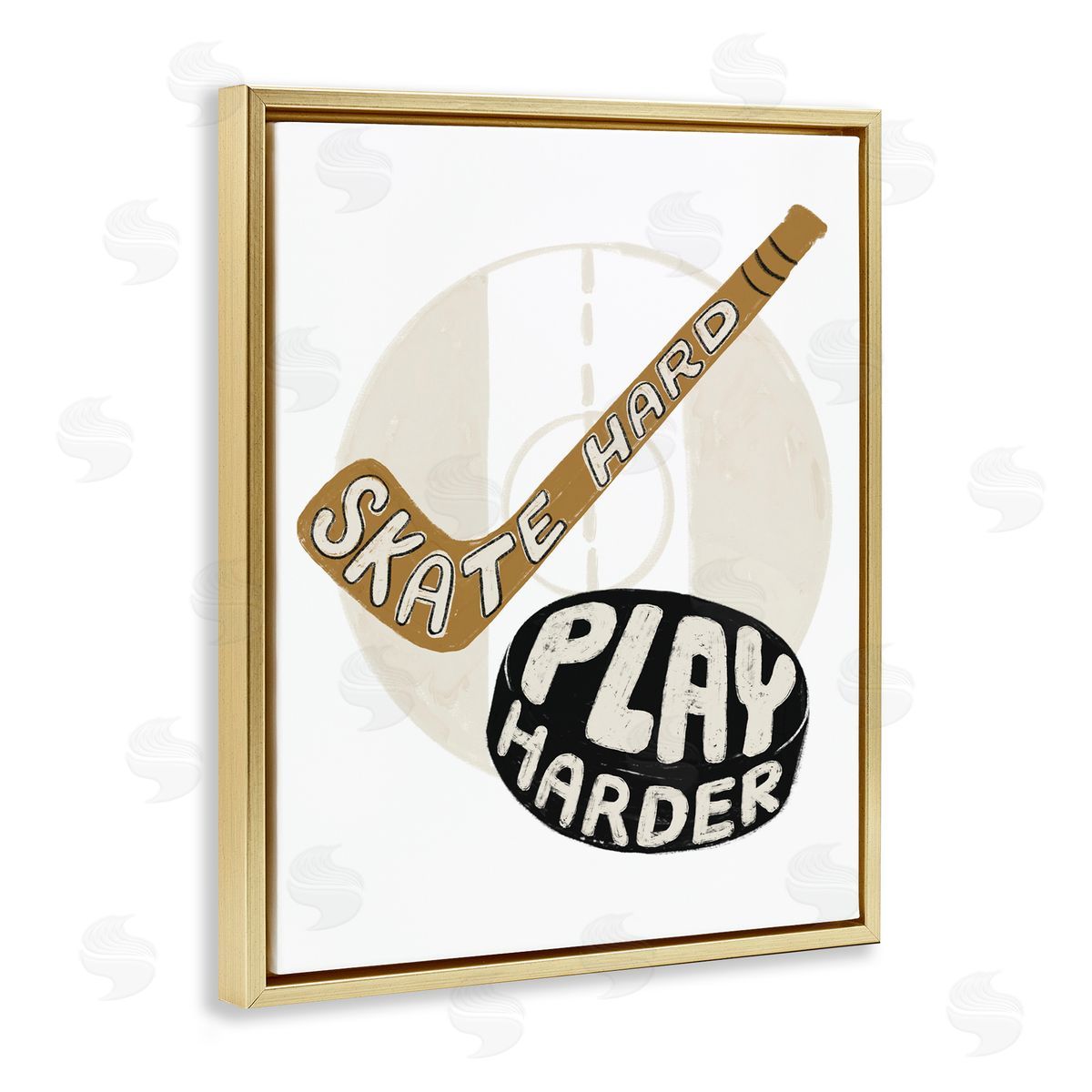 Connie Summers Skate Hard Play Harder Gold Floating Frame Canvas Wall Art Print