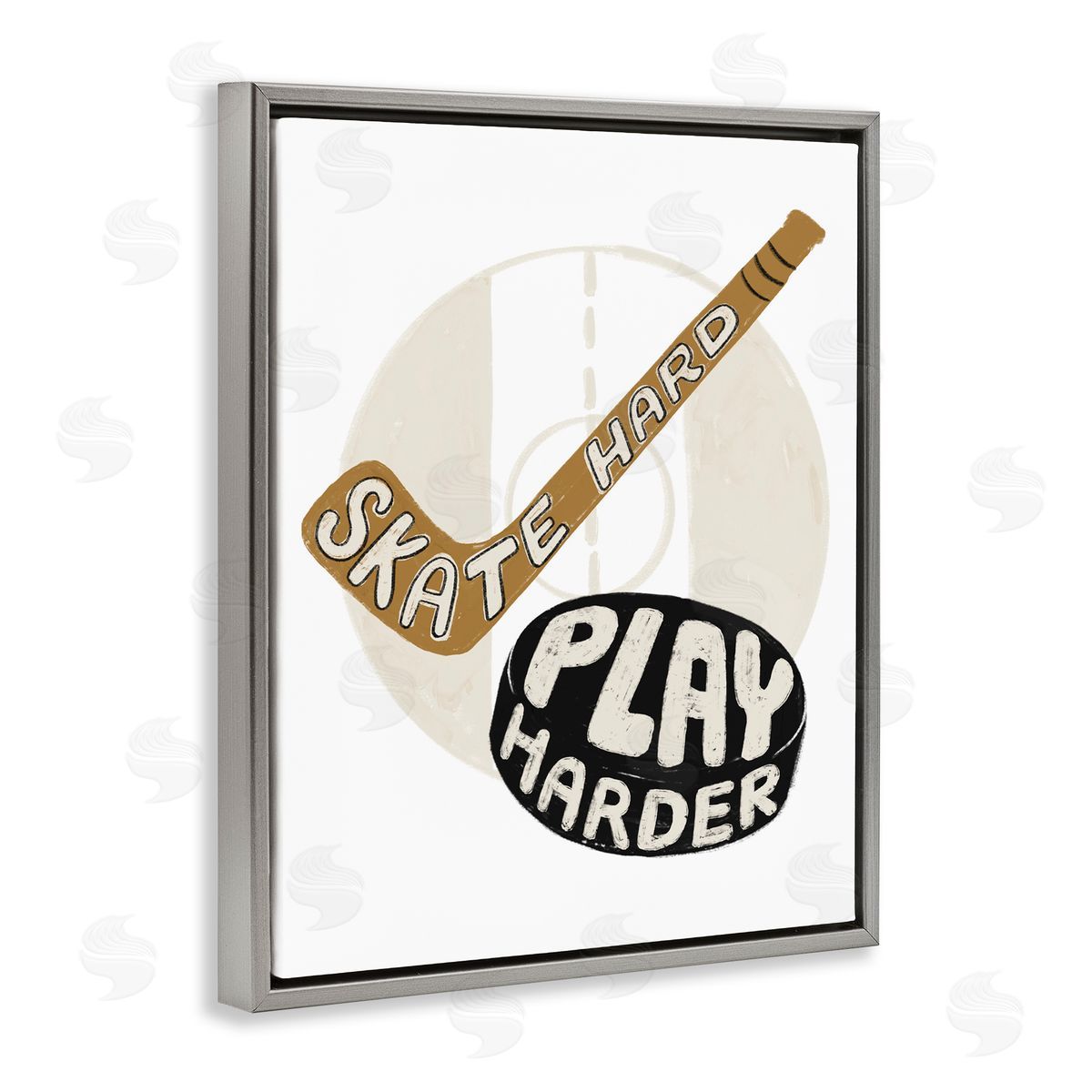 Connie Summers Skate Hard Play Harder Gray Floating Frame Canvas Wall Art Print