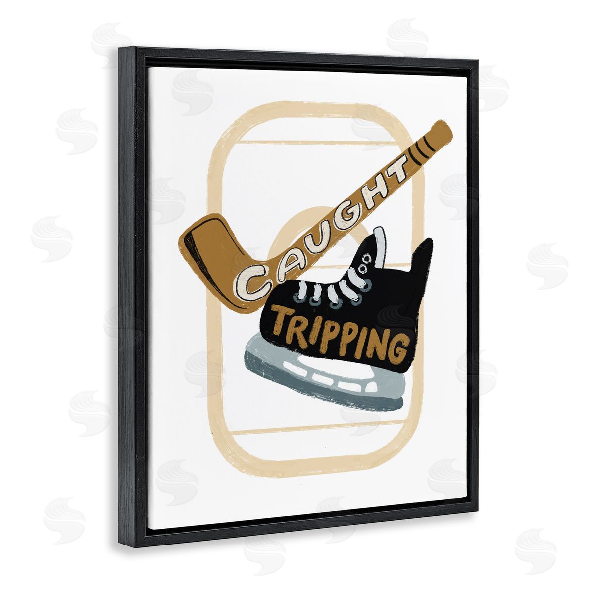 Connie Summers Caught Tripping Hockey Black Floating Frame Canvas Wall Art Print