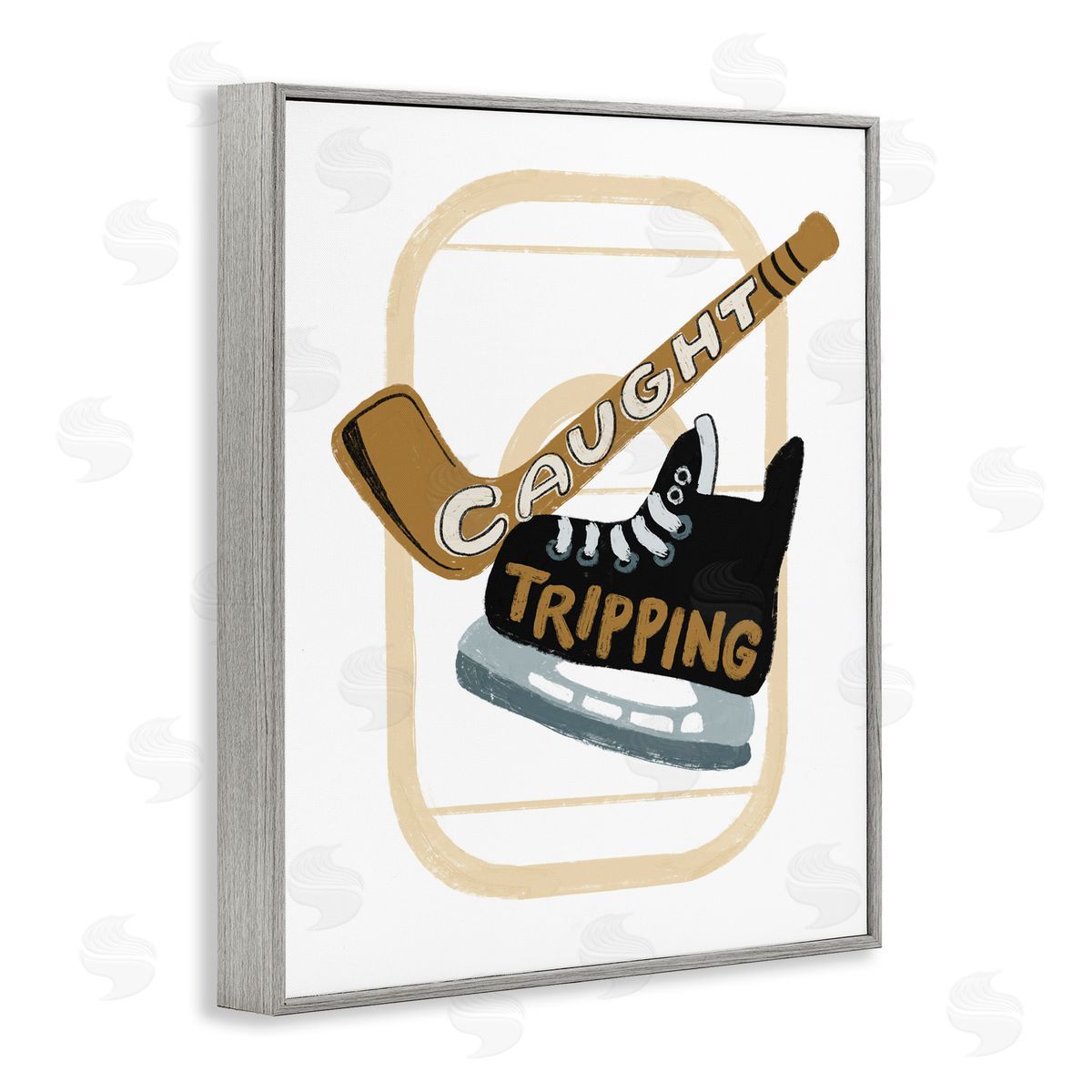 Connie Summers Caught Tripping Hockey Gray Framed Giclee Wall Art Print