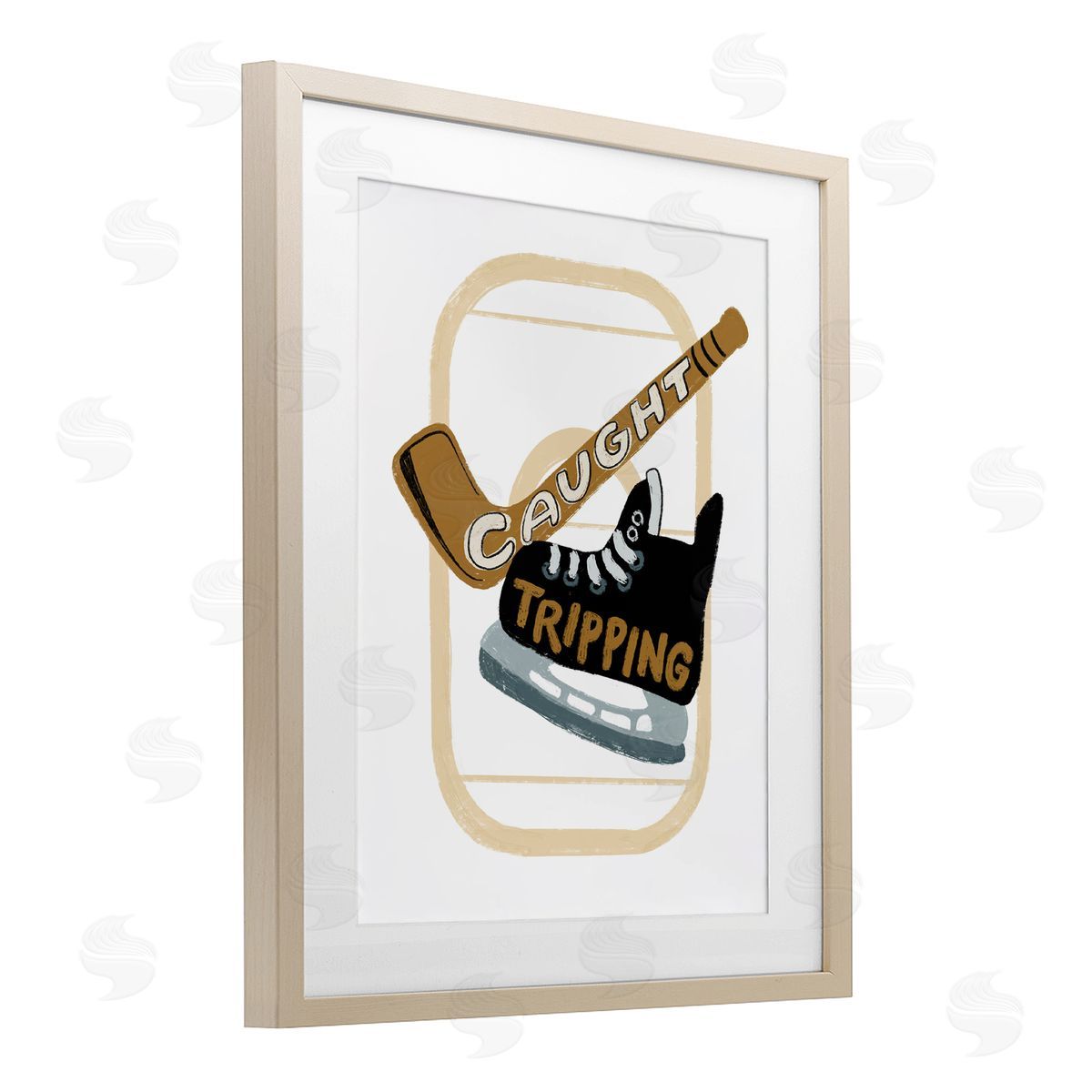 Connie Summers Caught Tripping Hockey Birch Framed Print Under Glass with White Mat Wall Art