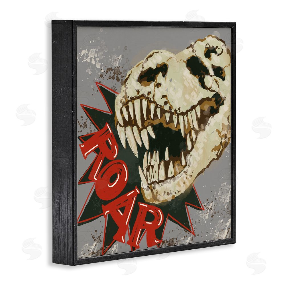 Connie Summers Roar Dinosaur Skull Black Framed Giclee Wall Art Print