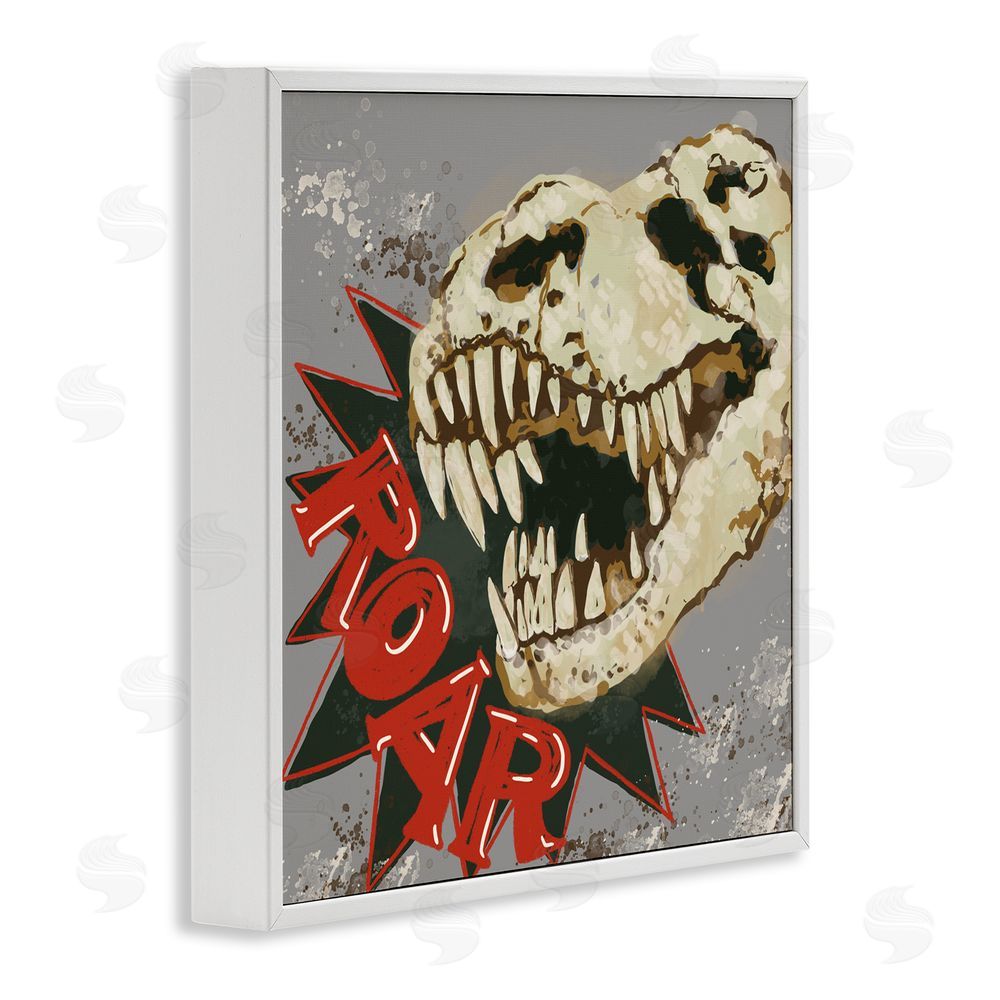 Connie Summers Roar Dinosaur Skull White Framed Giclee Wall Art Print