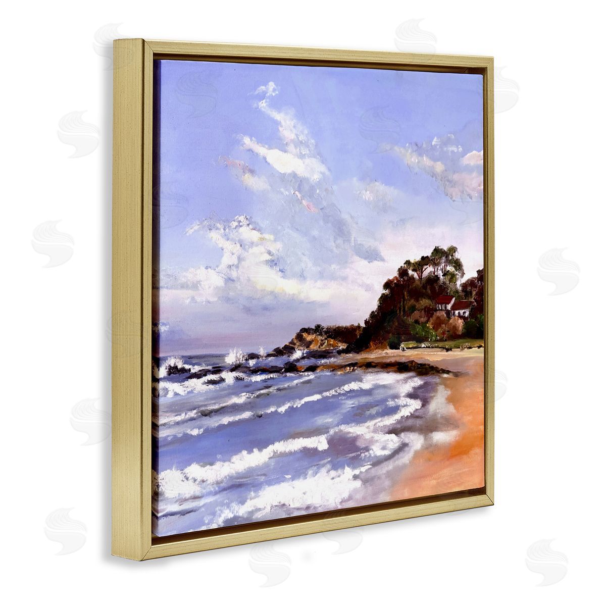 Patricia Reynolds Malua Bay Seascape Gold Floating Frame Canvas Wall Art Print
