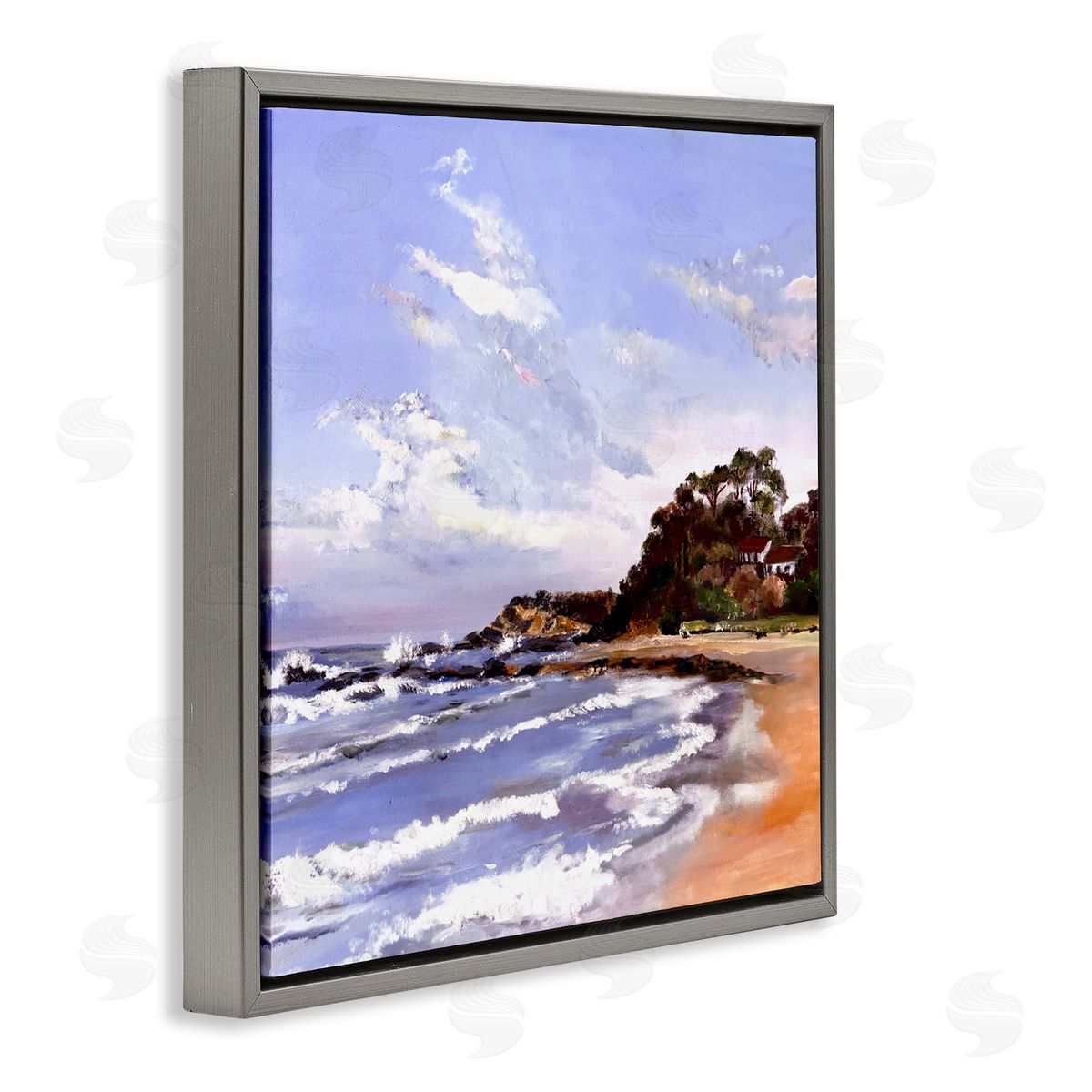 Patricia Reynolds Malua Bay Seascape Gray Floating Frame Canvas Wall Art Print