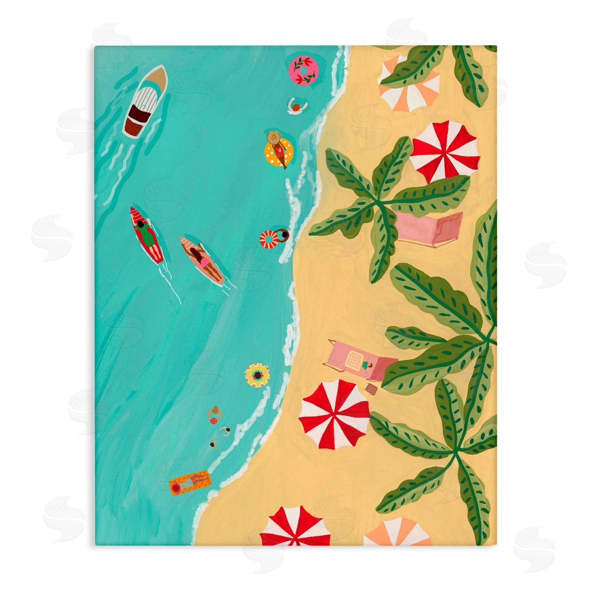 Nabeela Rumi Busy Beach Day Hangout Stretched Canvas Wall Art Print