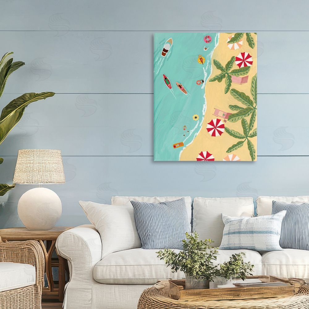 Nabeela Rumi Busy Beach Day Hangout Stretched Canvas Wall Art Print in Room