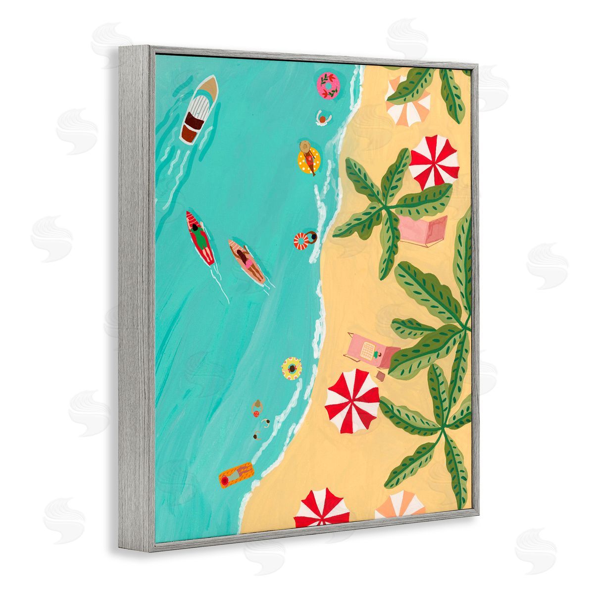 Nabeela Rumi Busy Beach Day Hangout Gray Framed Giclee Print Wall Art