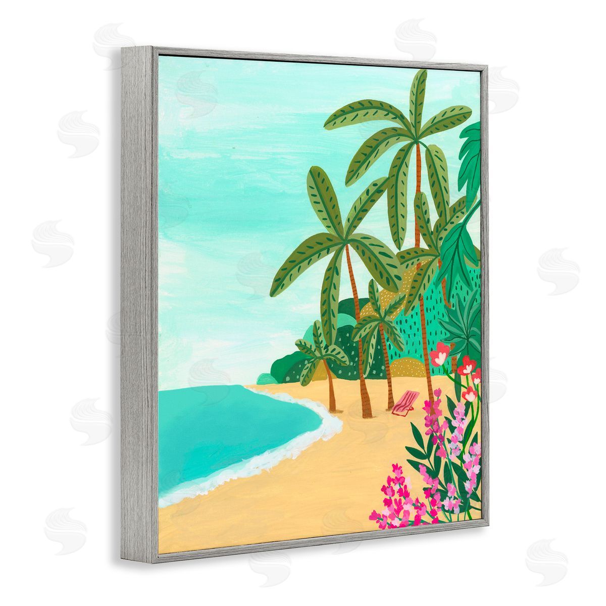 Nabeela Rumi Palm Filled Shoreline Gray Framed Giclee Print Wall Art