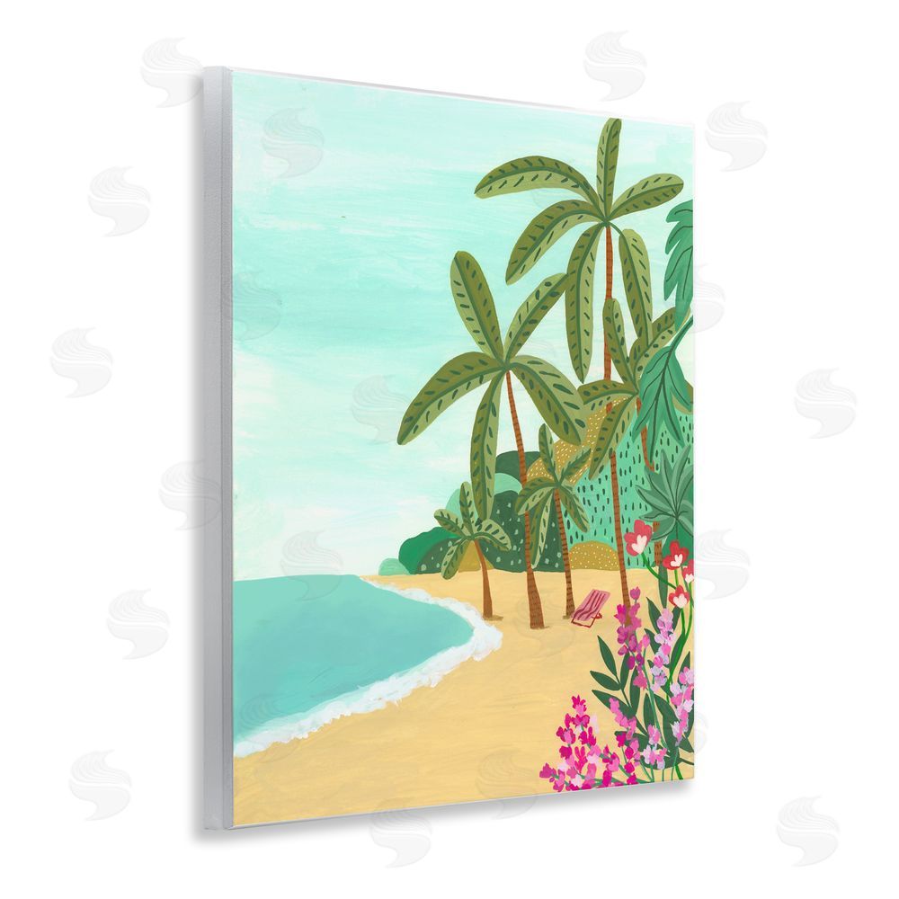 Nabeela Rumi Palm Filled Shoreline Wooden Wall Plaque Art Print
